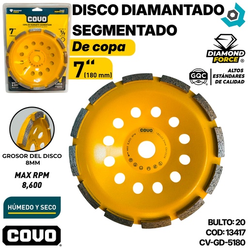 [13417] DISCO DIAMANTADO 7" SEGMENTADO DE COPA COVO