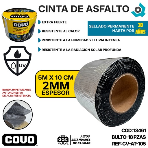 [13461] CINTA DE ASFALTO 5M X 10CM COVO