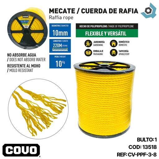 [13518] RAFIA 3/8 220 METROS COVO (MECATE)