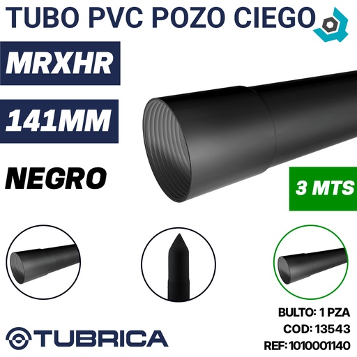 [13543] TUBO PVC POZO CIEGO 141MM 3M MRXHR NE TUBRICA