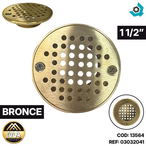 [13564] REJILLA DESAGUE DE PISO 1 1/2" BRONCE METALES ALEADOS