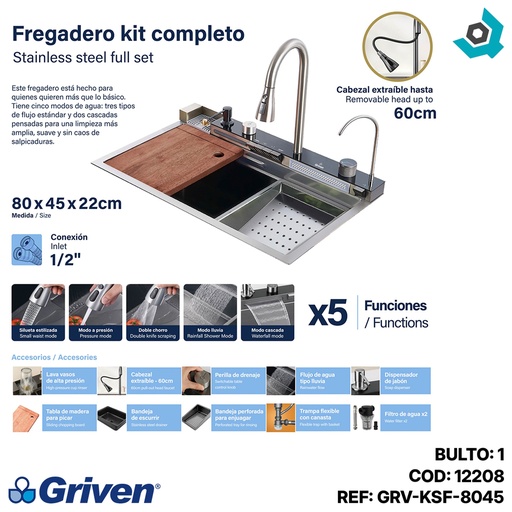 [12208] FREGADERO KIT COMPLETO GRIVEN ELITE