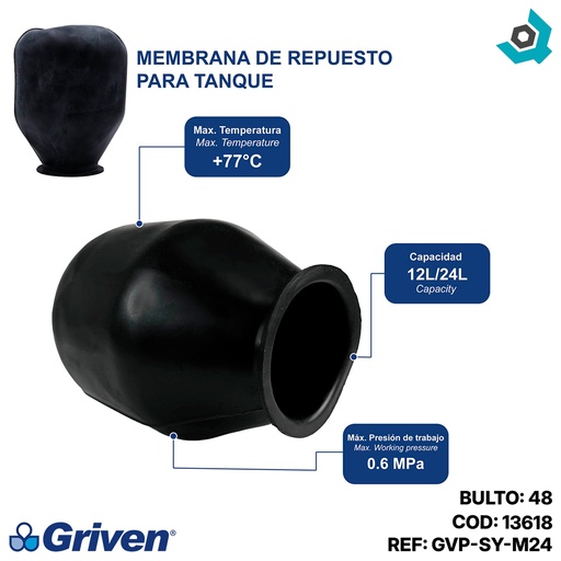 [13618] MEMBRANA DE REPUESTO PARA TANQUE 12L/24L GRIVEN