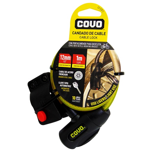 [10004] CANDADO PARA BICICLETA 12MM X 1M COVO