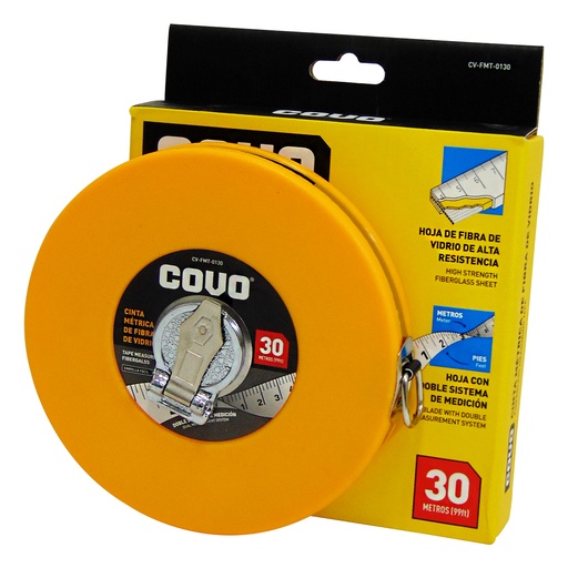 [10014] CINTA METRICA 30M DE FIBRA DE VIDRIO COVO