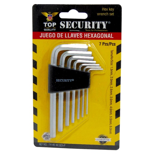 [10122] JUEGO DE LLAVES ALLEN HEXAGONALES 7 PIEZAS SECURITY