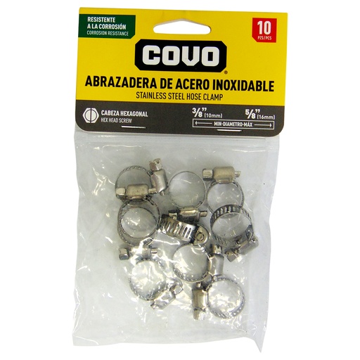 [10125] ABRAZADERAS 3/8" A 5/8" DE ACERO INXODABLE COVO