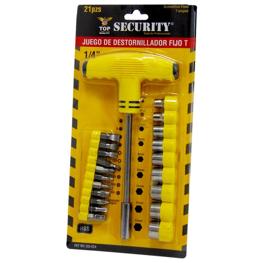 [10127] JUEGO DE DESTRONILLADORES FIJO T 21 PIEZAS SECURITY