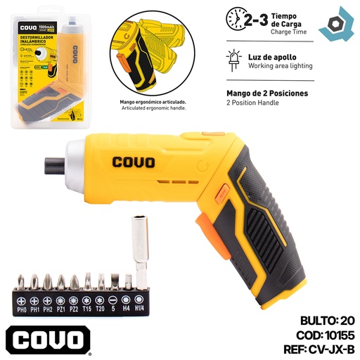 [10155] DESTORNILLADOR INALAMBRICO 3.6V COVO