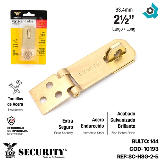 [10193] PORTA CANDADO 2.5" DORADO SECURITY