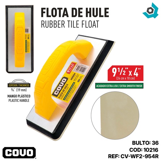 [10216] LLANA DE GOMA 9 1/2" X 4" EXTRA LISO COVO