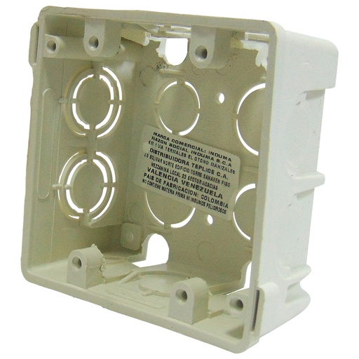 [10259] CAJETIN ELECTRICO 4"X4" DE PVC BLANCO INDUMA