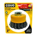 DISCO CEPILLO DE COPA DE ALAMBRE TRENSADO MULTIROSCA 3" X 5/8"-11 Y M14 COVO