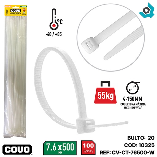 [10325] TIRRAJE NYLON BLANCO 7.6-500MM COVO