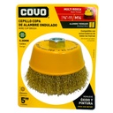 DISCO CEPILLO DE COPA DE ALAMBRE ONDULADO MULTIROSCA 5" X 5/8"-11 Y M14 COVO