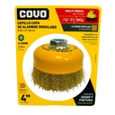 DISCO CEPILLO DE COPA DE ALAMBRE ONDULADO MULTIROSCA 4" X 5/8"-11 Y M14 COVO