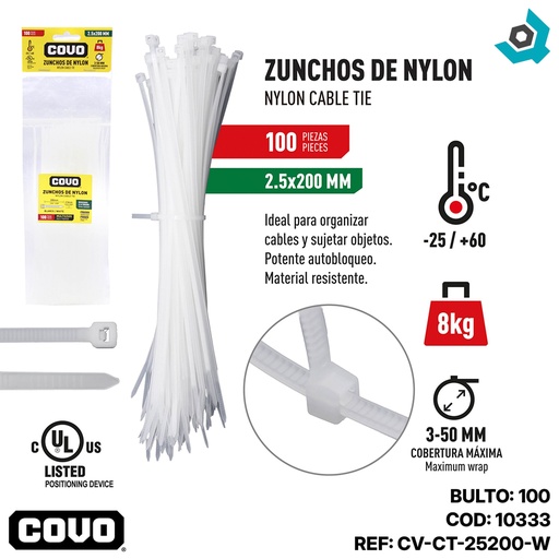 [10333] TIRRAJE NYLON BLANCO 2.5-200MM COVO