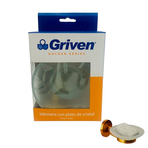 [10379] JABONERA CON PLATO DORADO GRIVEN GOLDEN