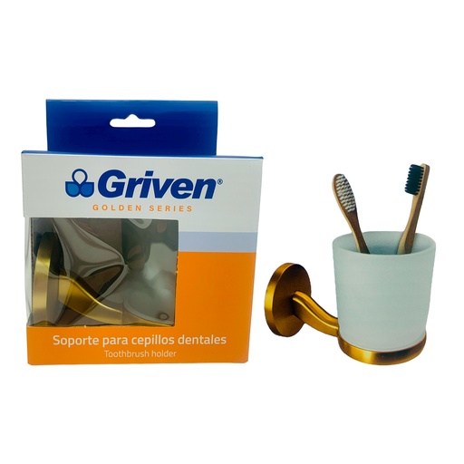 [10386] SOPORTE PARA CEPILLOS DE DIENTE DORADO GRIVEN GOLDEN