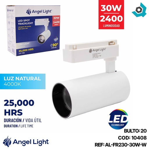 [10408] LAMPARA DE TECHO SPOT PARA RIEL 30W COLOR BLANCO ANGEL LIGHT
