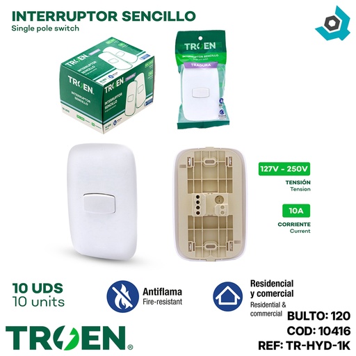 [10416] APAGADOR ESTANDAR SENCILLO BLANCO TROEN