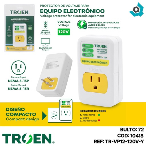 [10418] PROTECTOR DE VOLTAJE 120V PARA EQUIPO ELECTRONICO TROEN