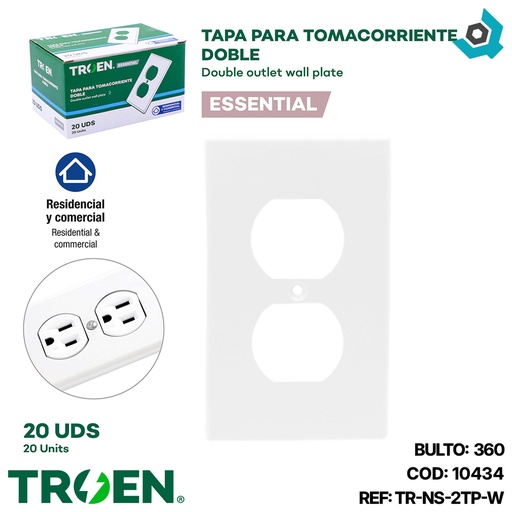 [10434] TAPA PARA CAJETIN ELECTRICO COLOR BLANCO TROEN