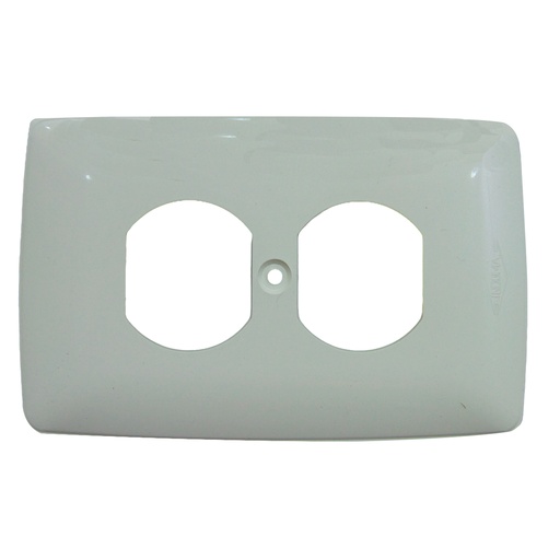 [10460] TAPA TOMA DOBLE 2" X 4" PLASTICA BLANCA INDUMA