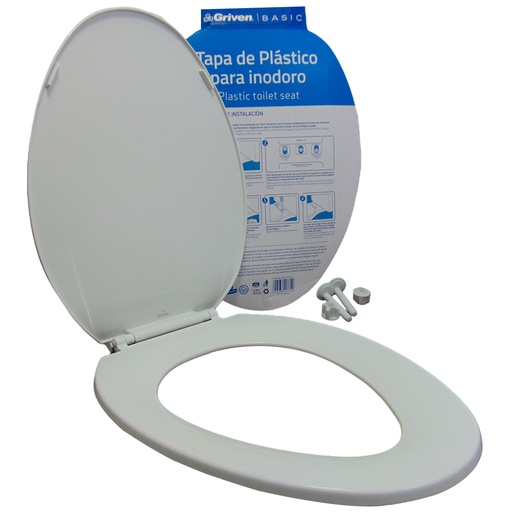 [10493] ASIENTO PARA INODORO 18.5" ALARGADO BLANCO GRIVEN BASIC