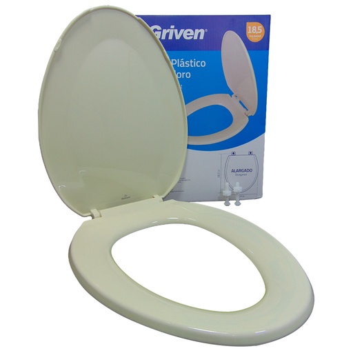 [10495] ASIENTO PARA INODORO 18,5" ALARGADO COLOR HUESO GRIVEN
