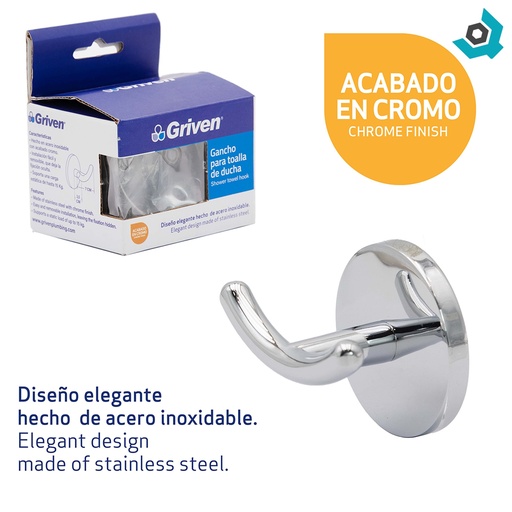 [10526] GANCHO PARA TOALLA CROMADO GRIVEN