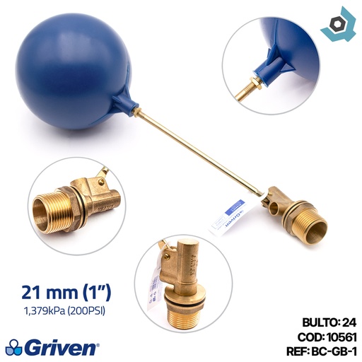 [10561] FLOTADOR CON VARILLA 1" PARA TANQUE DE AGUA GRIVEN