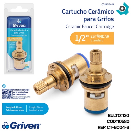 [10580] CARTUCHO MONOCONTROL 1/2" PARA GRIFERIAS GRIVEN