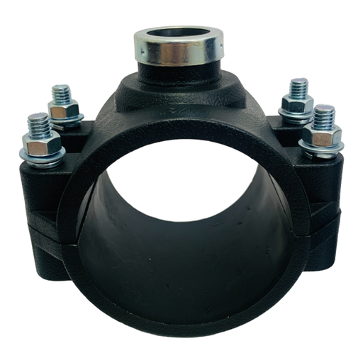 [10616] ABRAZADERA PARA RIEGO PP CON ROSCA 75MM X 1/2" TUBRICA