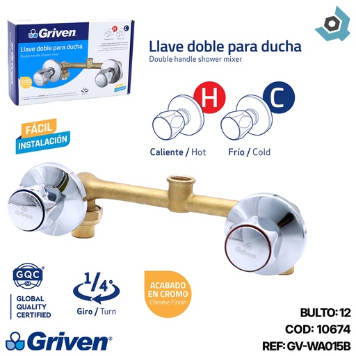 [10674] LLAVE DOBLE PARA DUCHA GRIVEN
