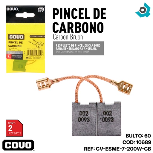 [10689] REPUESTO DE PINCEL DE CARBONO PARA ESMERIL ANGULAR 7" 2200W COVO