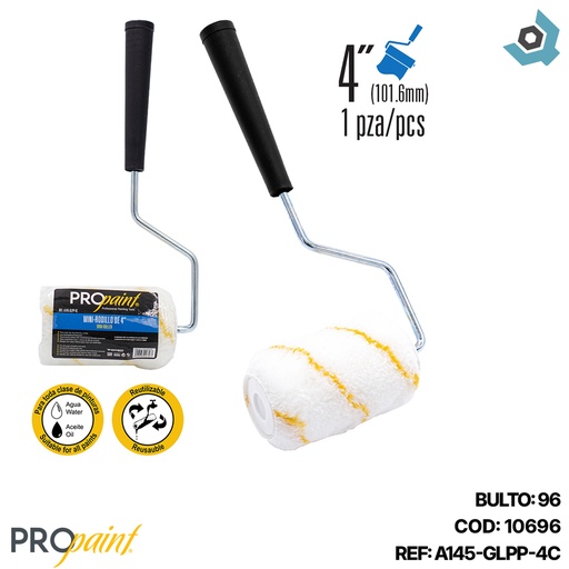 [10696] MINI RODILLO PARA PINTAR 4" PRO PAINT