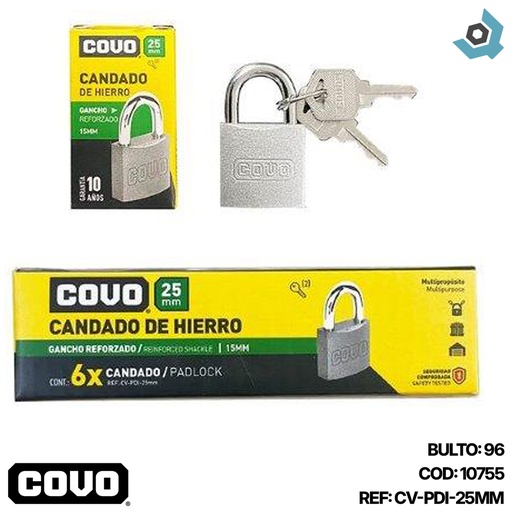 [10755] CANDADO 25MM HIERRO COVO