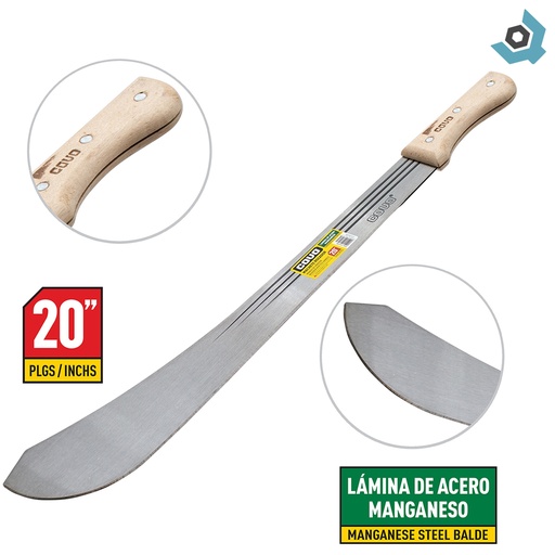 [10760] MACHETE ROZADOR MANGO DE MADERA 20" COVO