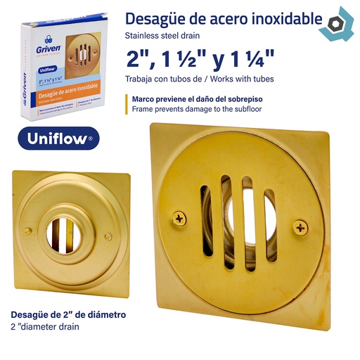 [10766] DESAGUE DE PISO 2" DORADO GRIVEN GOLDEN