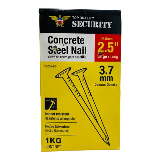 [10769] CLAVO DE ACERO PARA CONCRETO 2.5" SECURITY