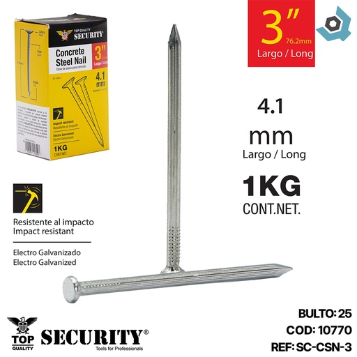 [10770] CLAVO DE ACERO PARA CONCRETO 3" SECURITY