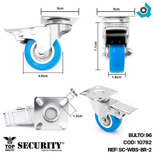 [10782] RUEDA DE PVC 2" CON FRENO SECURITY