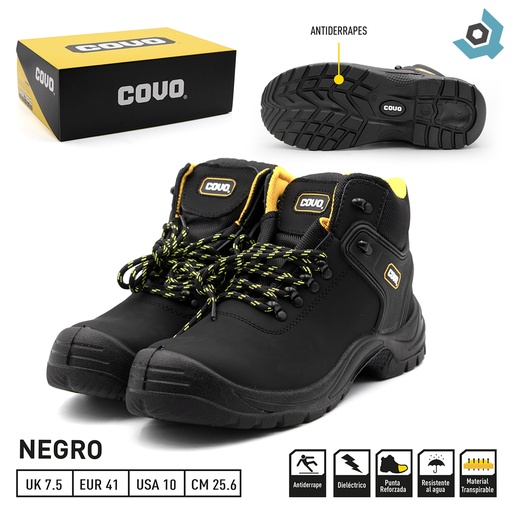 [10794] BOTAS DE SEGURIDAD NEGRAS TALLA 41 COVO