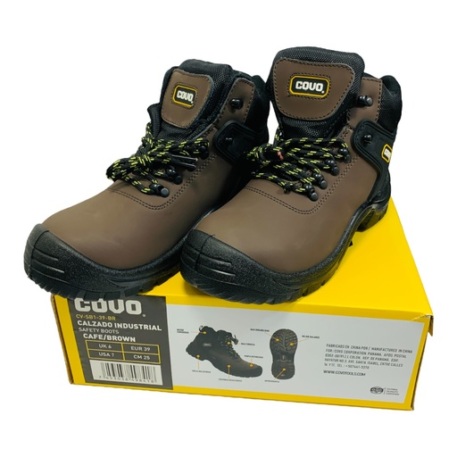 [10796] BOTAS DE SEGURIDAD MARRON TALLA 39 COVO