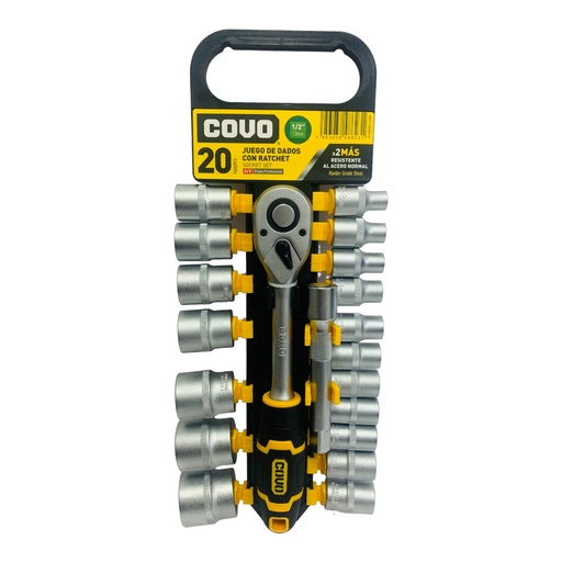 [10803] JUEGO DE DADOS CON RACHET 1/2" 20 PZA COVO