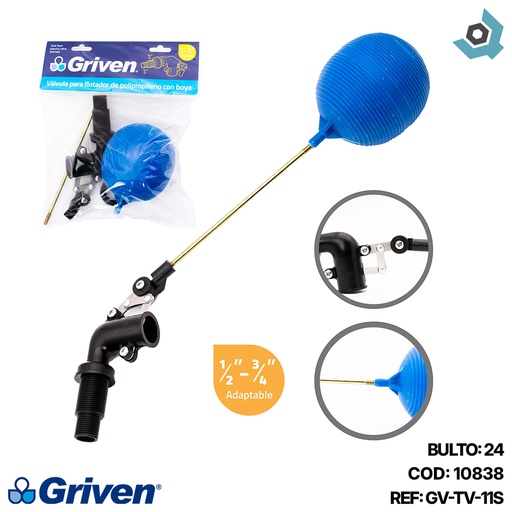 [10838] FLOTADOR CON BOYA Y VALVULA ADAPTABLE 1/2" A 3/4" GRIVEN