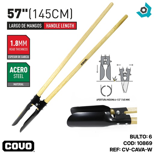 [10869] CAVADOR MANGO DE MADERA 57" COVO