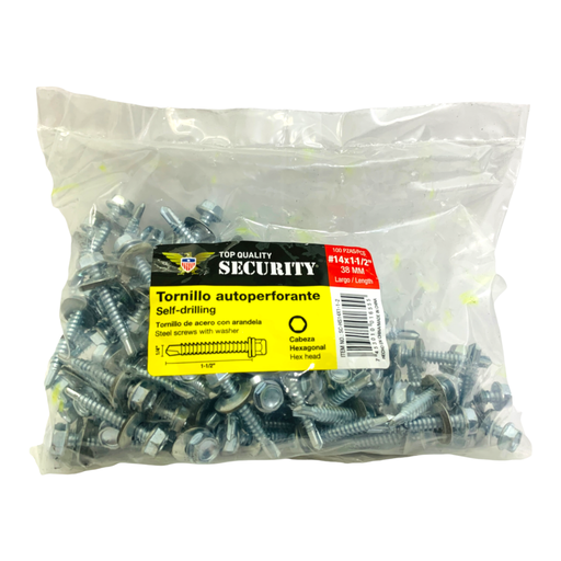 [10873] TORNILLO AUTOPERFORANTE #14 X 1 1/2" 100PZAS SECURITY