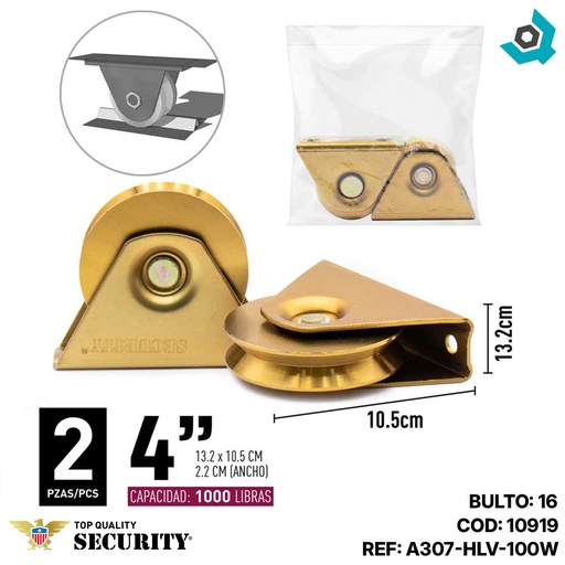 [10919] RUEDA O ROLDANA PARA PORTON 100MM 5" SECURITY